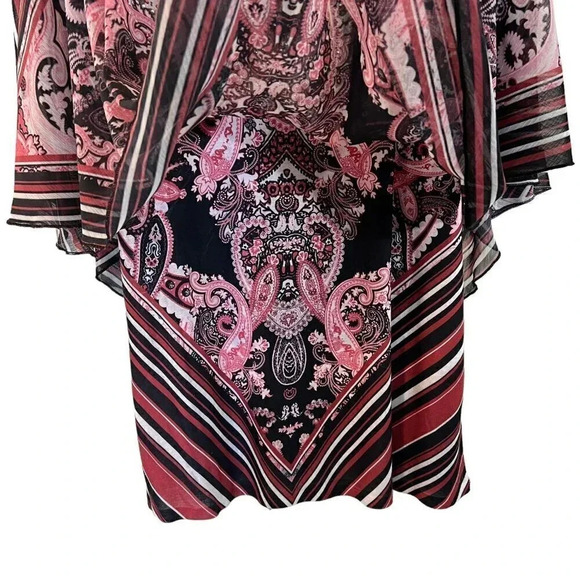 Avenue Blouse Size 14/16 Rhinestone Studded Flared Sleeves Layered Paisley Top - Picture 4 of 8